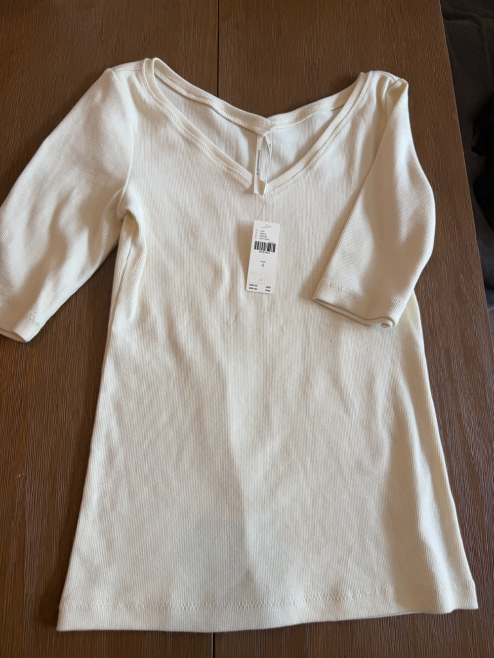 Anthropologie Women’s V-Neck Ribbed Short Sleeve Tee